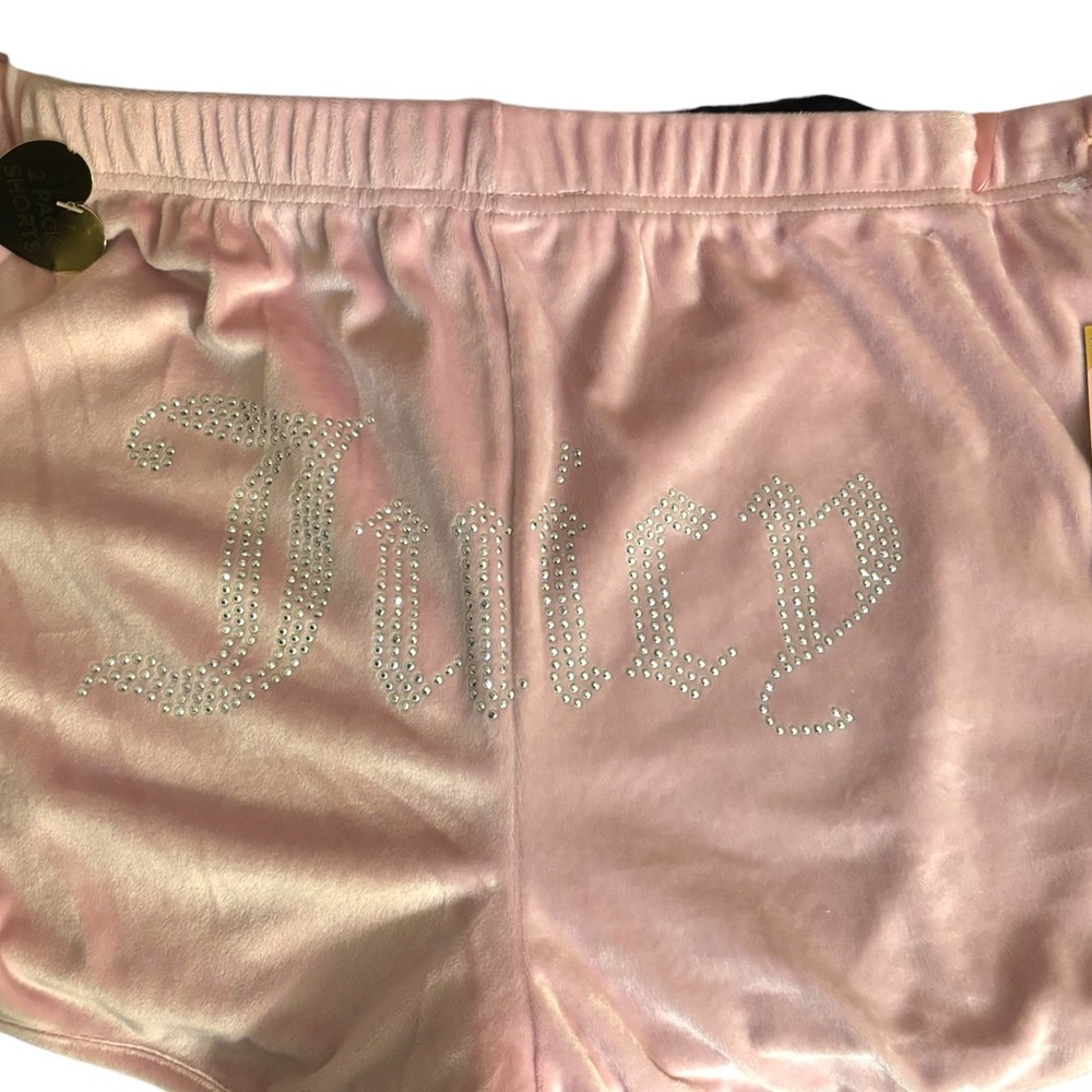 Juicy Couture Pink  & Black Velour Boy Shorts